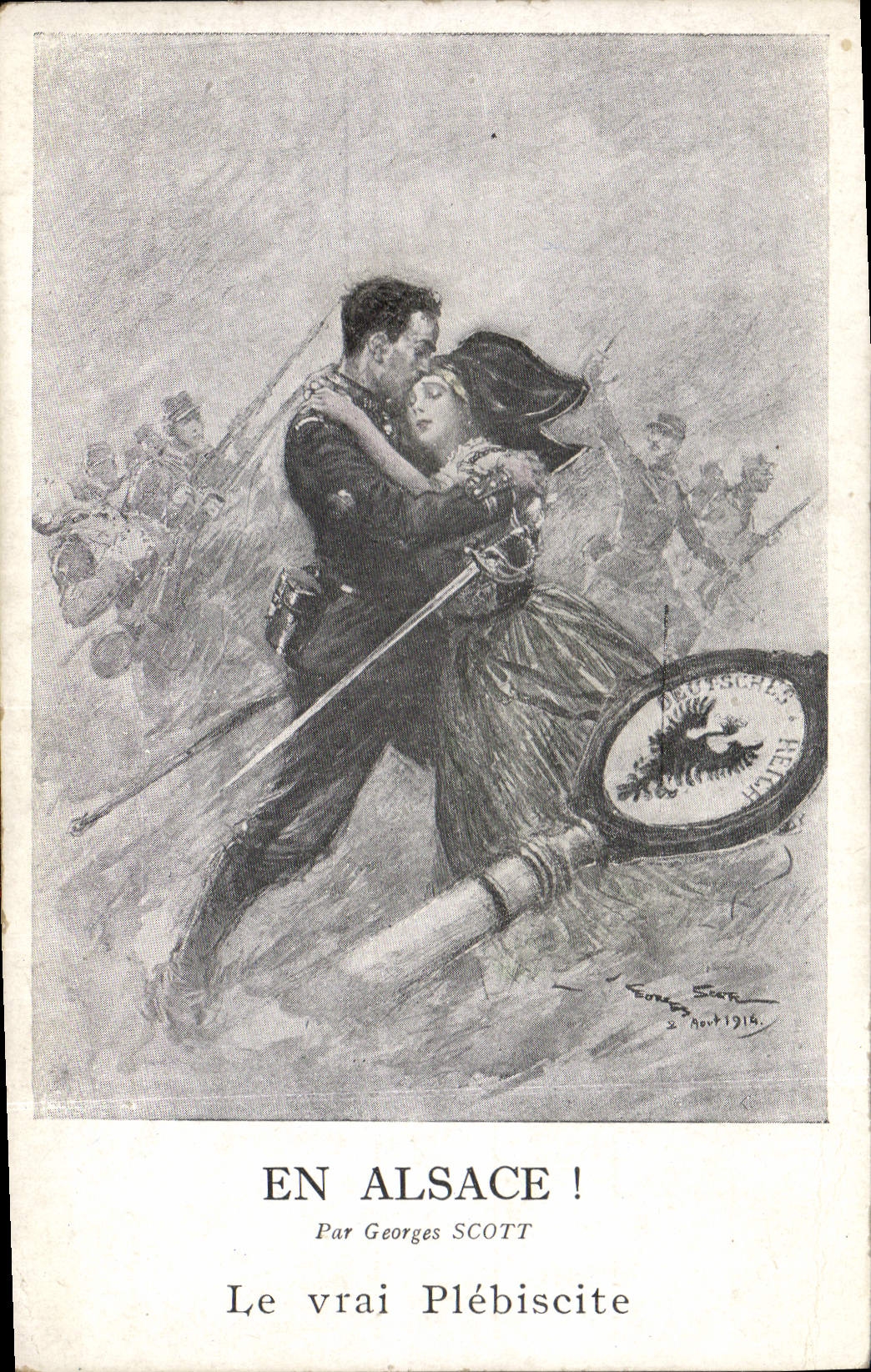 CPA Fantaisie Illustrateur Militaria En Alsace Georges Scott Le vrai plebiscite