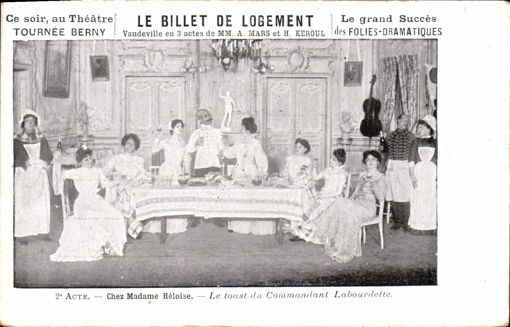 Vintage Postcard Theater the billet At Mrs Heloise the toast of the commander Labourdette