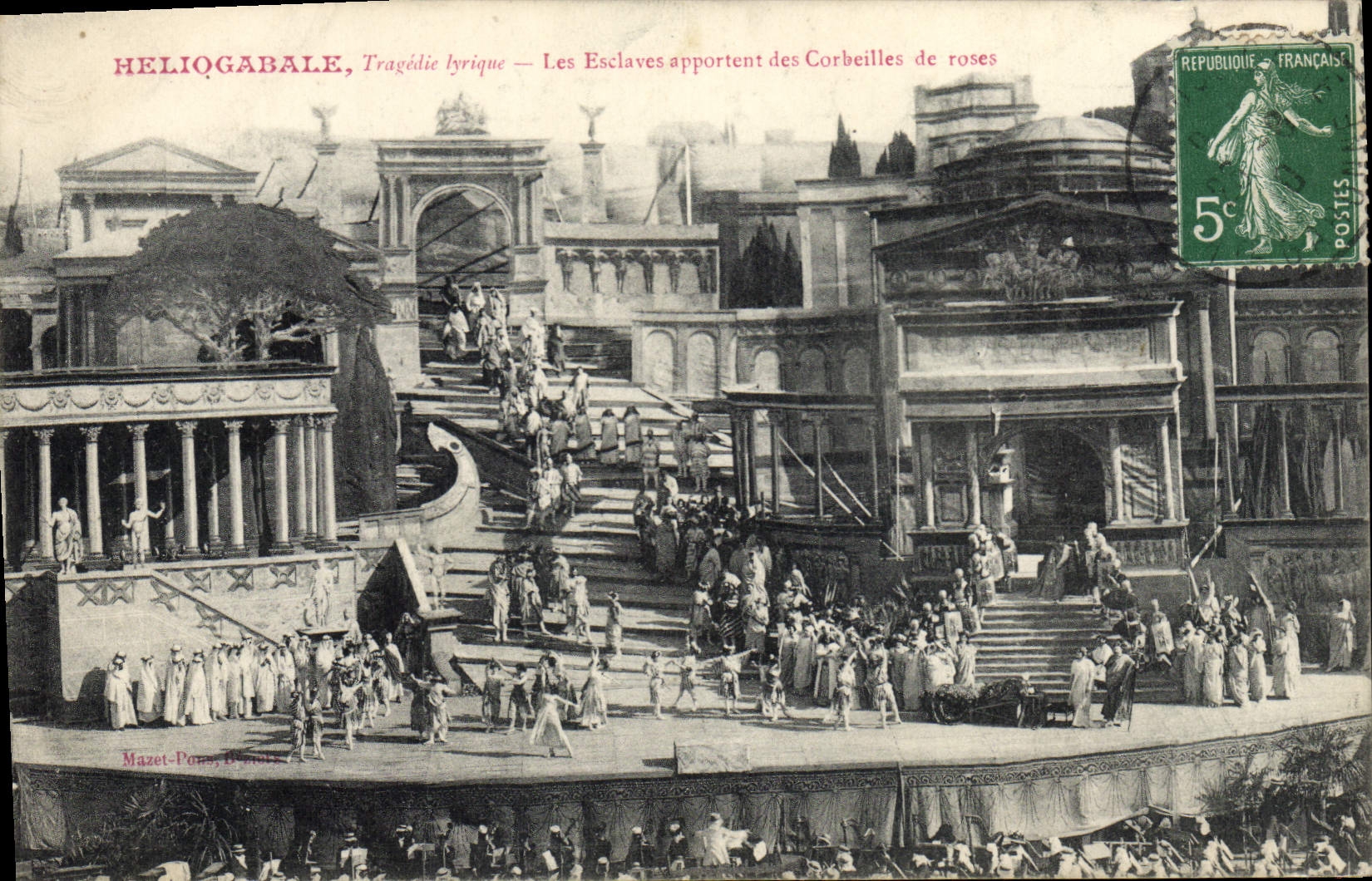 Vintage Postcards Theater Heliogabale Tragedie lyric the slaves bring baskets of pinks