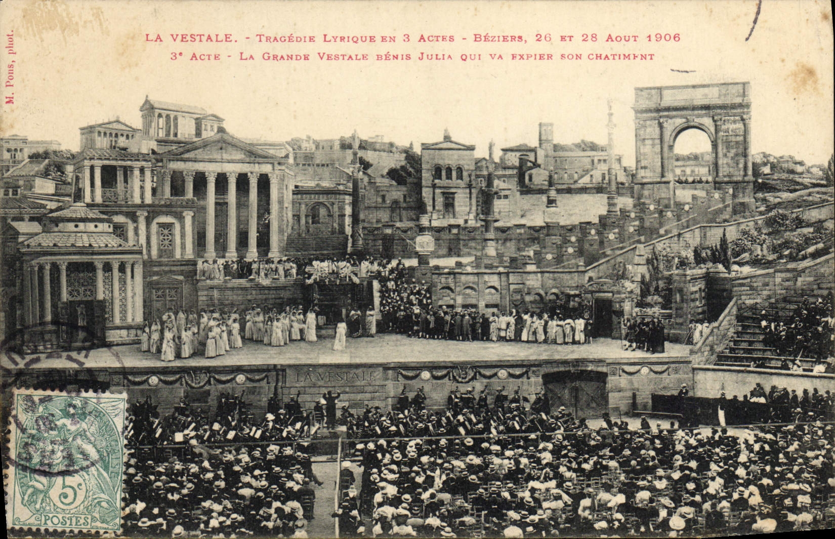 Vintage Postcard Theater the lyric Vestal Tragedy Beziers large the vestal