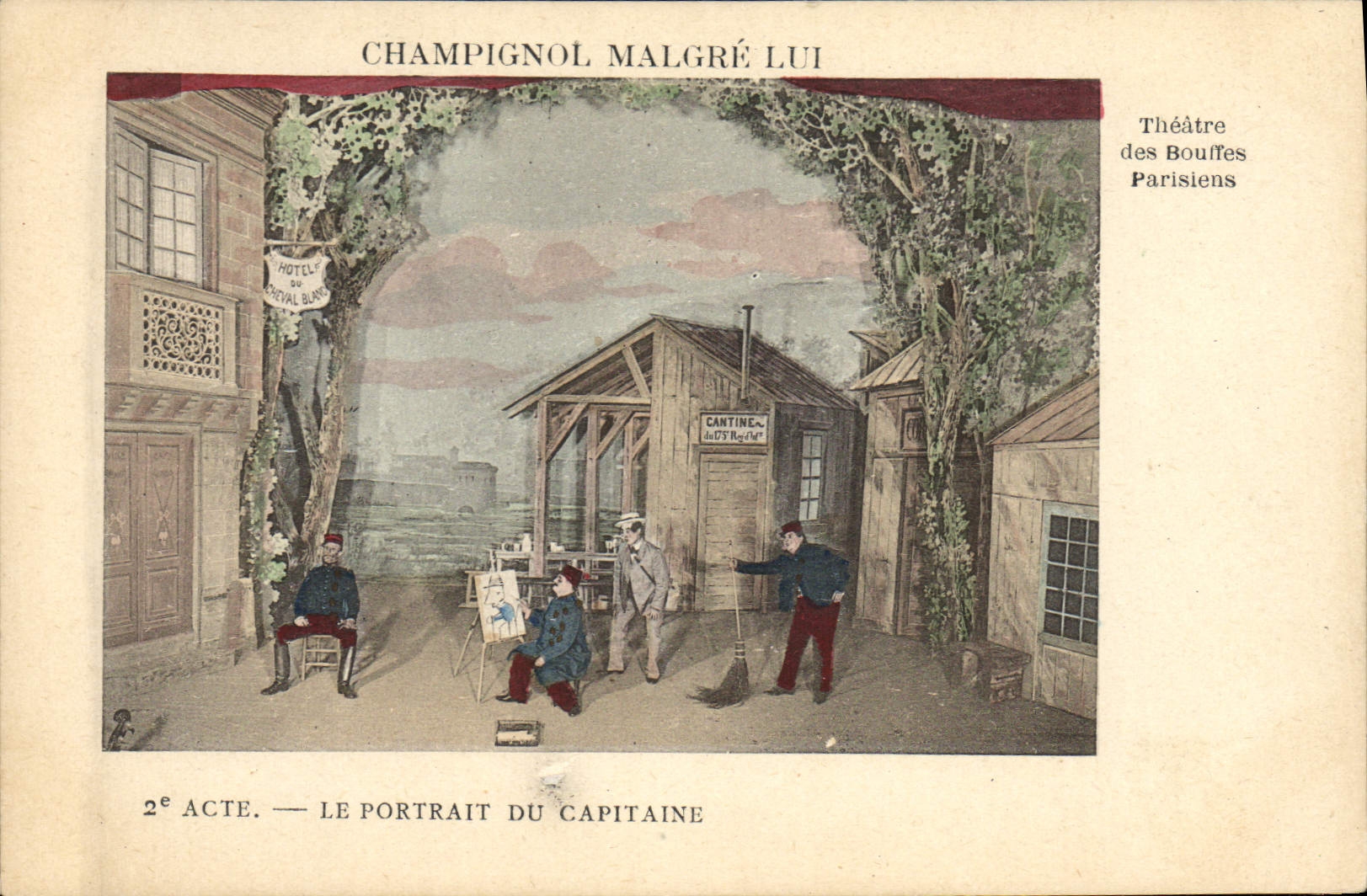 Vintage Postcard Theater Champignol in spite of him Theater of Puff out Parisian the portrait of the captain