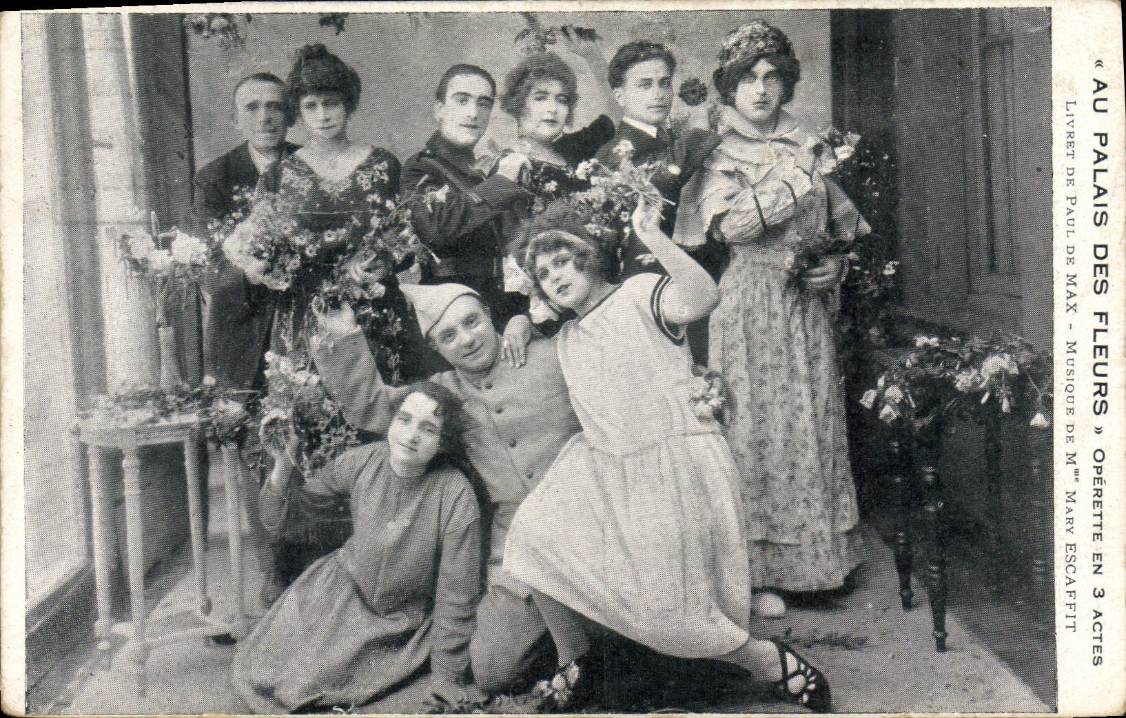 Vintage Postcard Theater With the Palate of the Flowers Operetta Paul of max Mary Escafitt