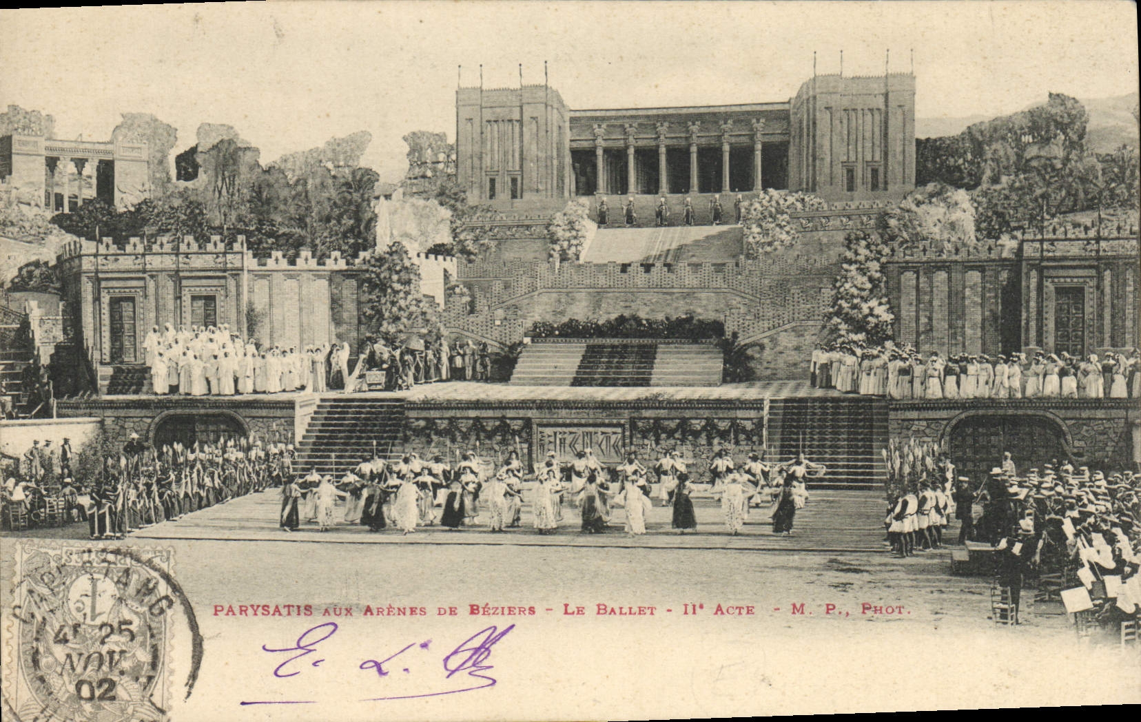 Vintage Postcard Paryatis Theater with the arenas of Beziers ballet