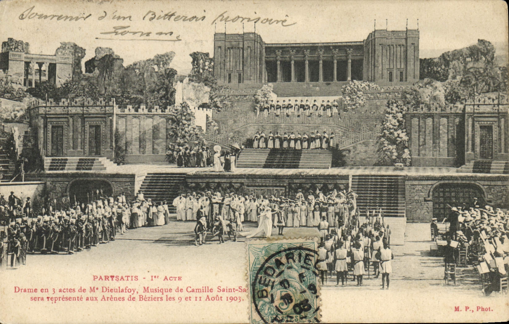 Vintage Postcard Theater Paryasatis Drama in 3 acts of Mr. Dieulafoy