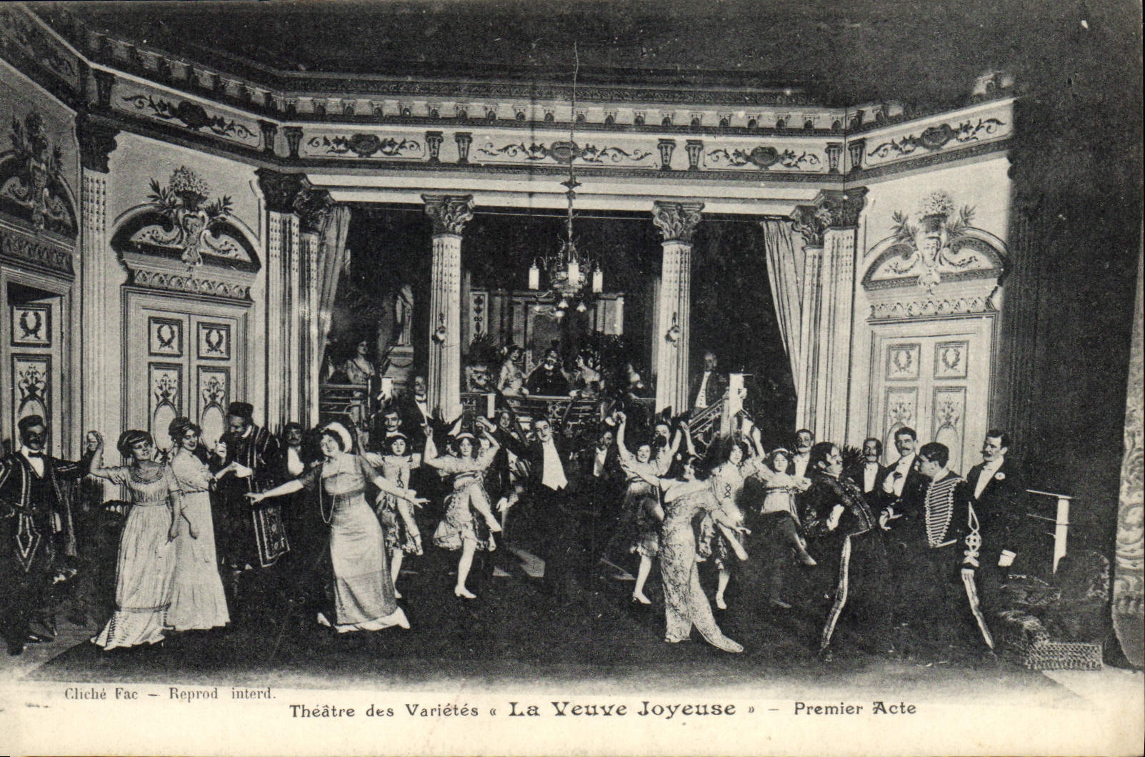 Postal Teatro de las Variedades la Viuda Alegre Primer acto