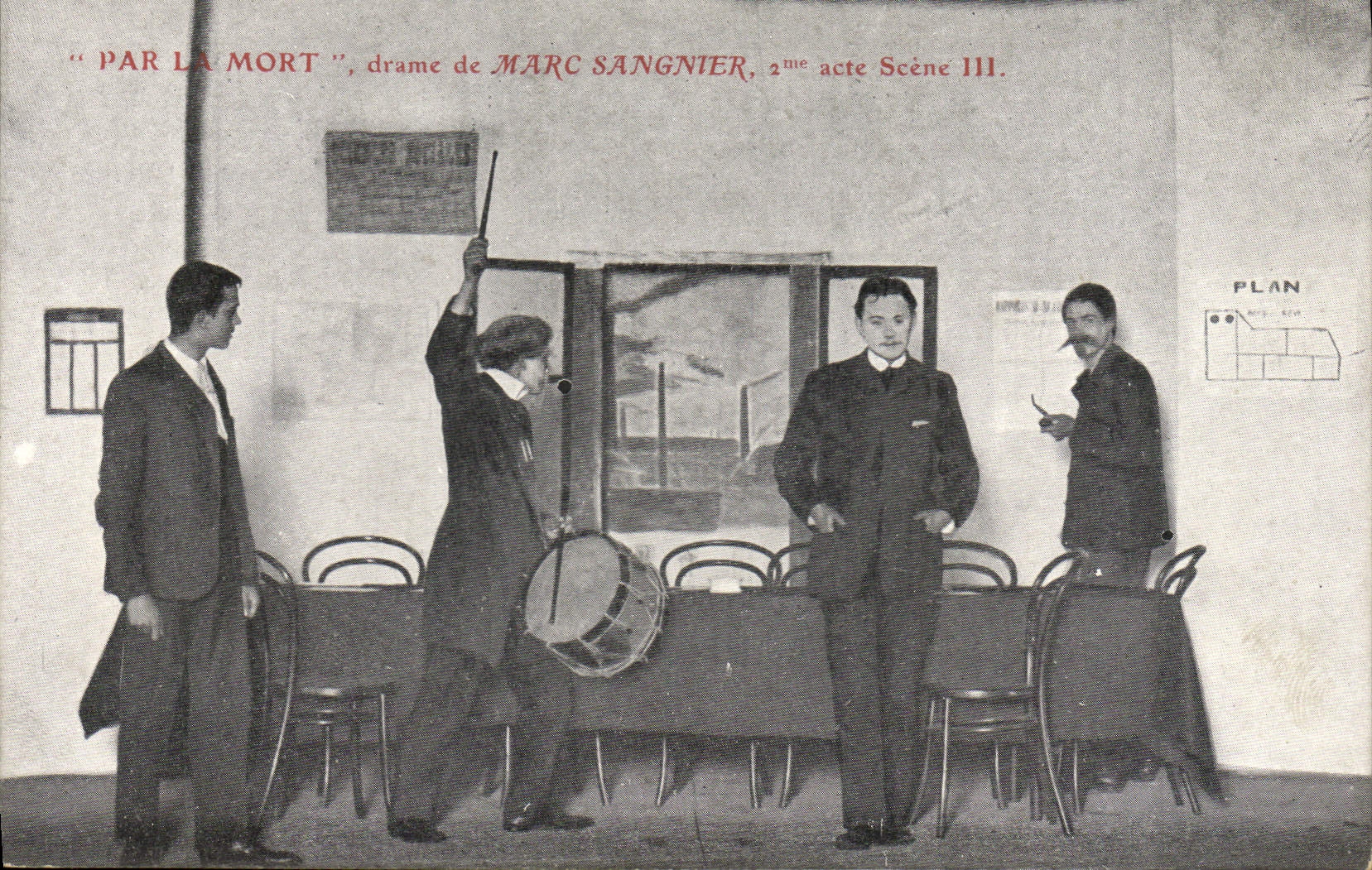 Vintage Postcard Theater By drama death of Marc Sangnier 2nd act Scene III