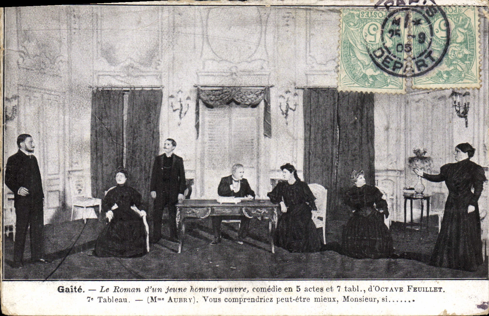 Postal Teatro Regocijo la novela de un joven hombre pobre