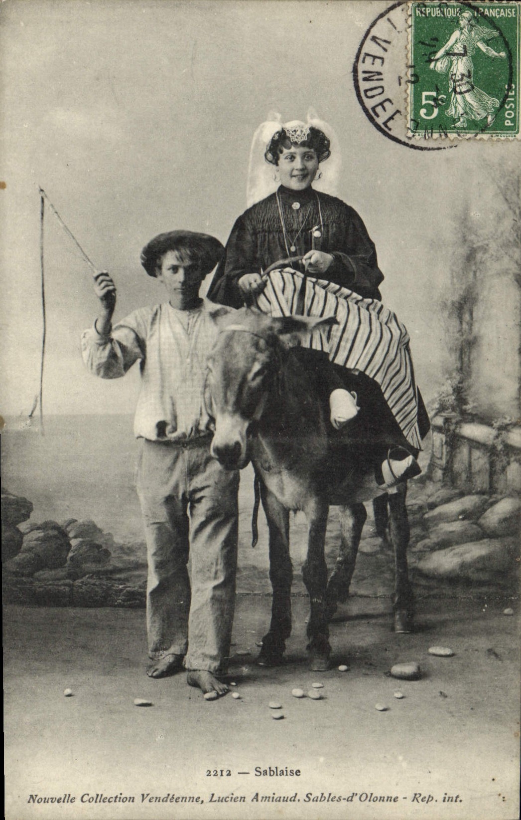 Vintage Postcard Folklore Sablaise Donkey Mule