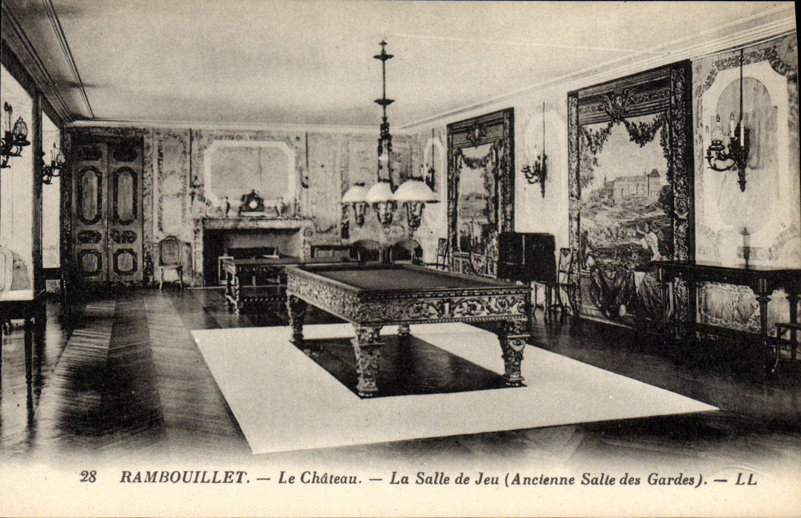 Vintage Postcard Billiards Castle of Rambouillet Old room of the guards the gaming room