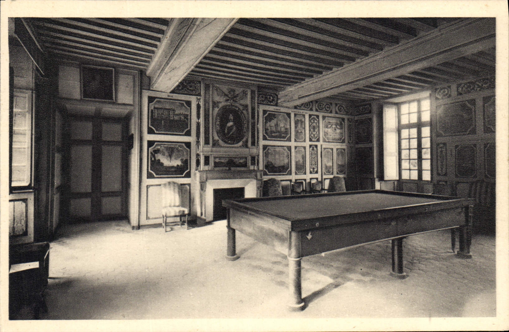 Vintage Postcard Billiards Castle of Bussy Rabutin Room of the currencies