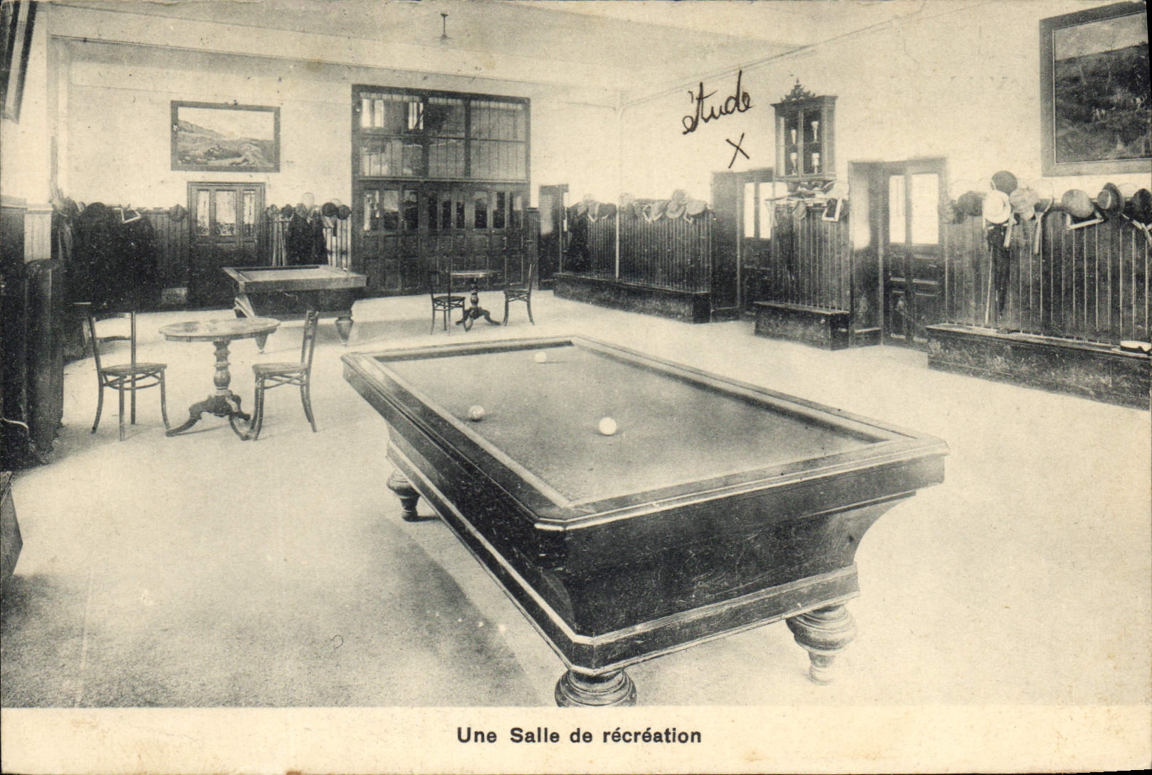 Vintage Postcard Billiards City St Jean Section of Secondary education of the cantonal College of Swiss Freiburg