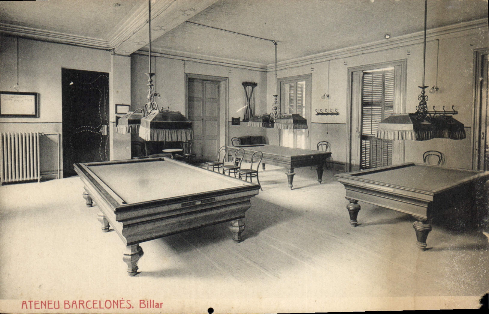 Vintage Postcard Billiards Ateneu Barcelones Billar