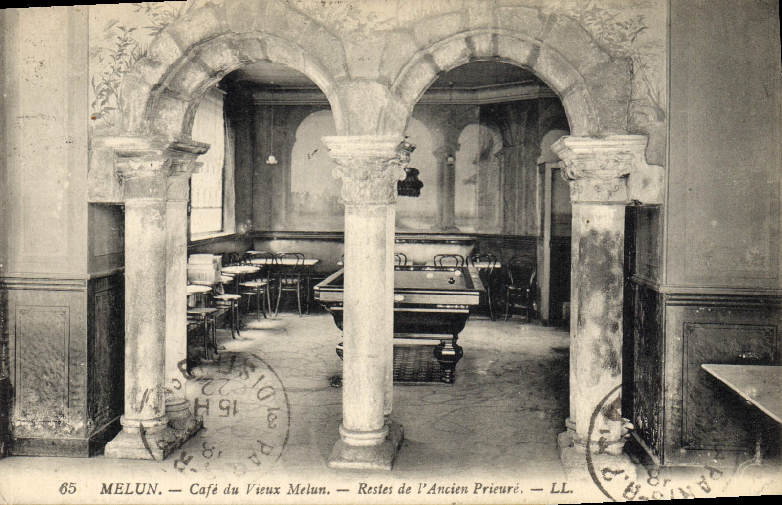 CPA Billard Melun Cafe du Vieux Melun Restes de l'Ancien Prieure