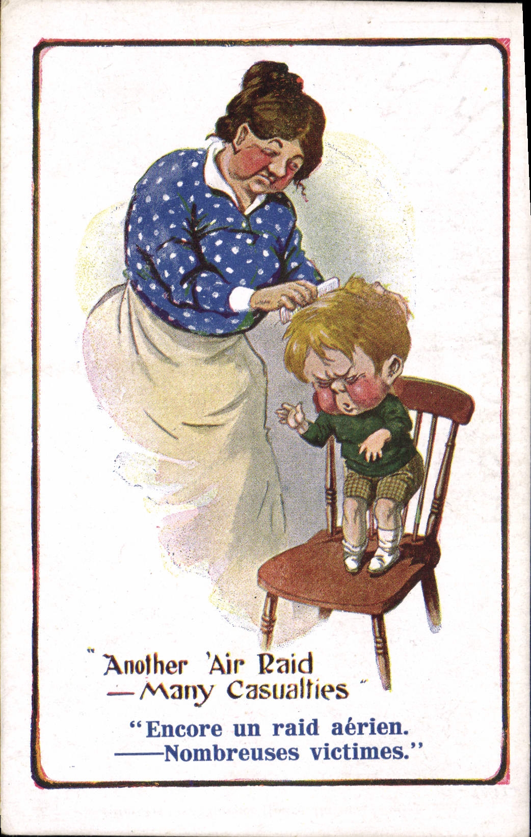 Vintage Postcard Fantasy Illustrator Child Another air Raid