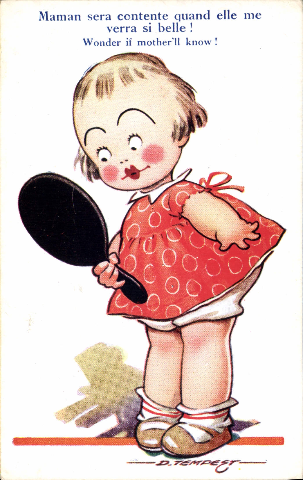 Vintage Postcard Fantaisie Illustrator Child Tempest Maman will be content