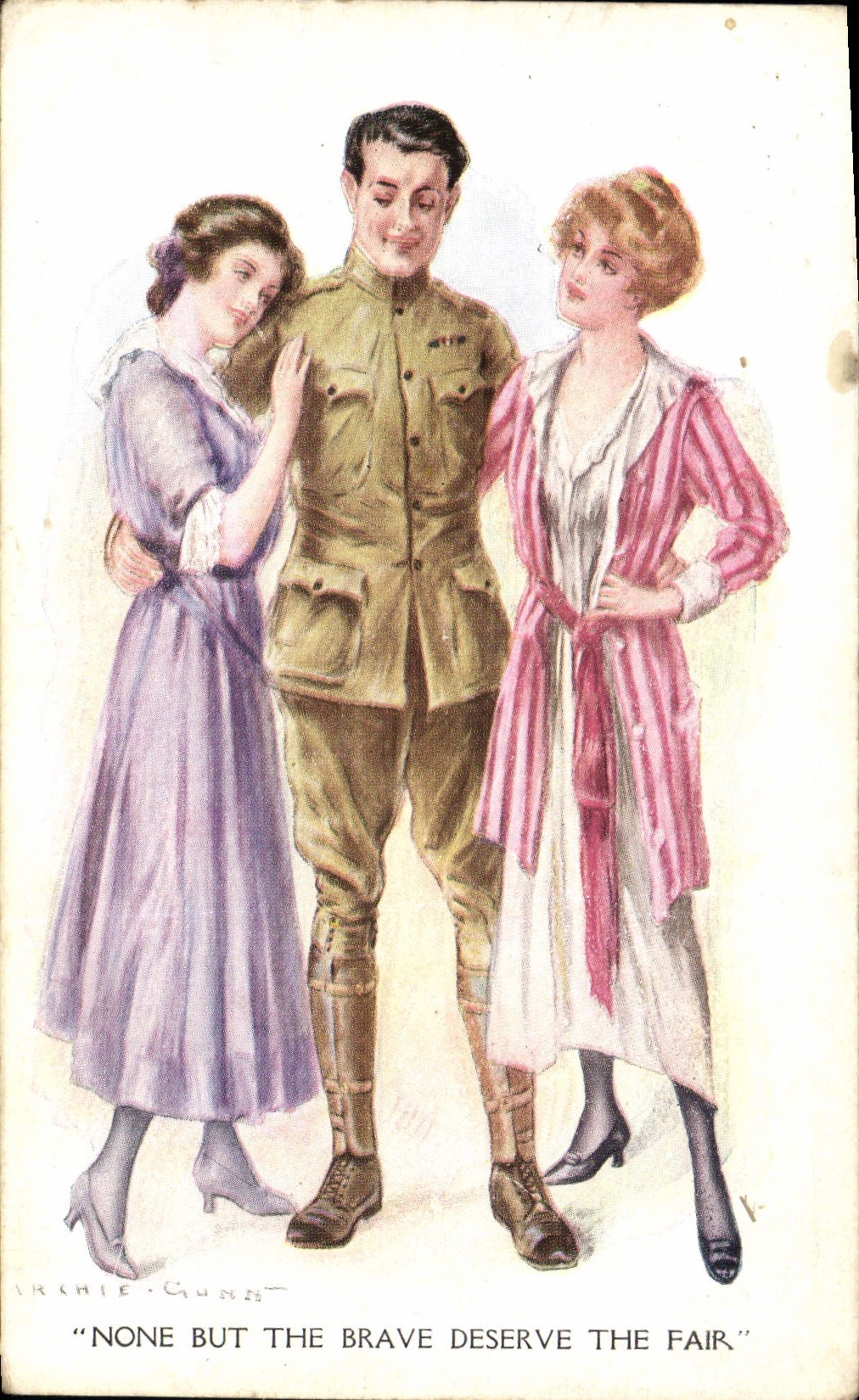CPA Fantaisie Illustrateur Femmes Soldat Militaria 