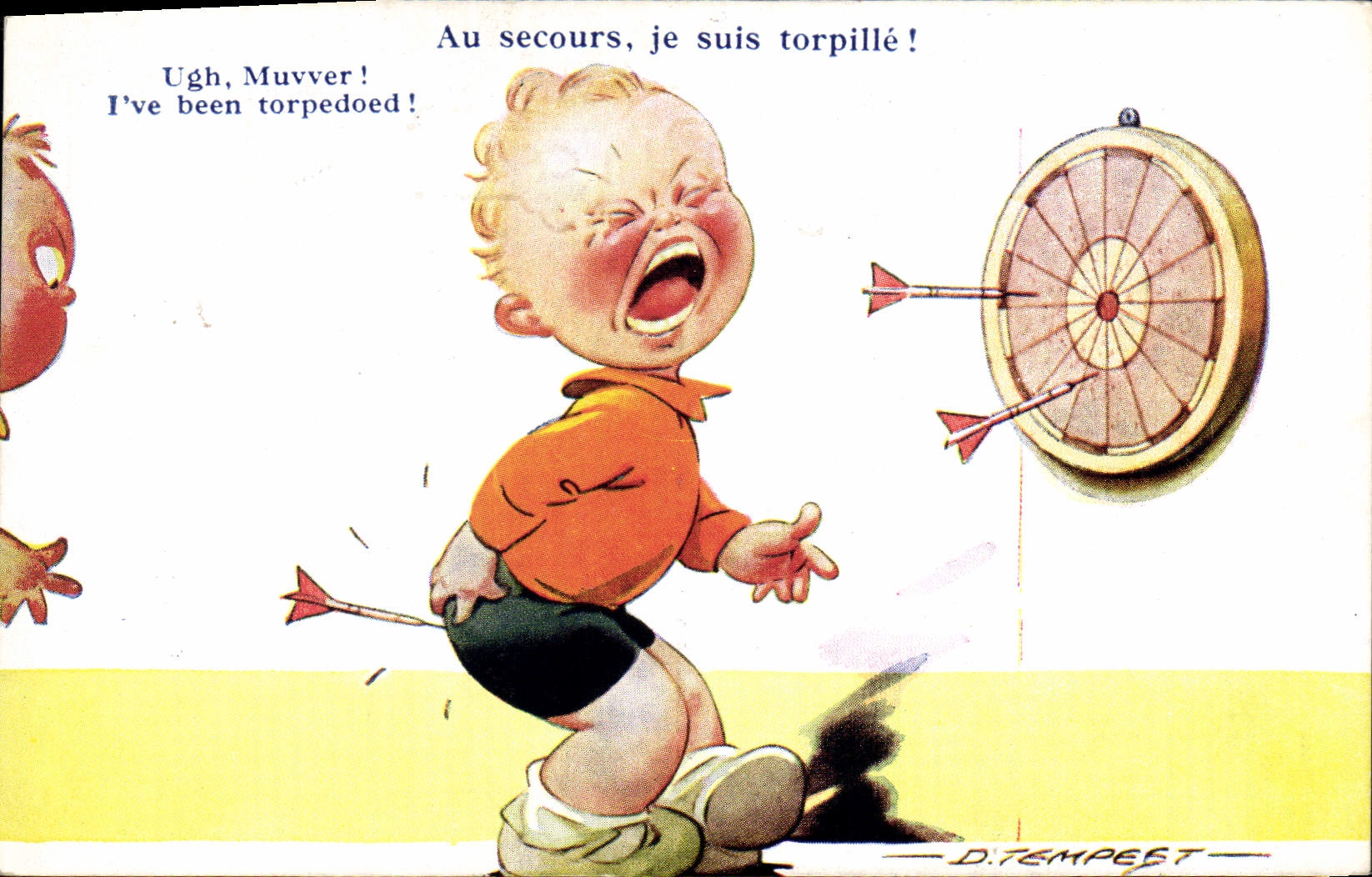 Vintage Postcard Fantasy Illustrator Child Tempest Darts