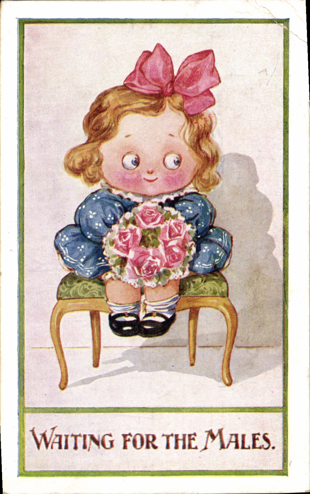 Postal Fantasia Ilustrador Niño Waiting fuero the masculinos