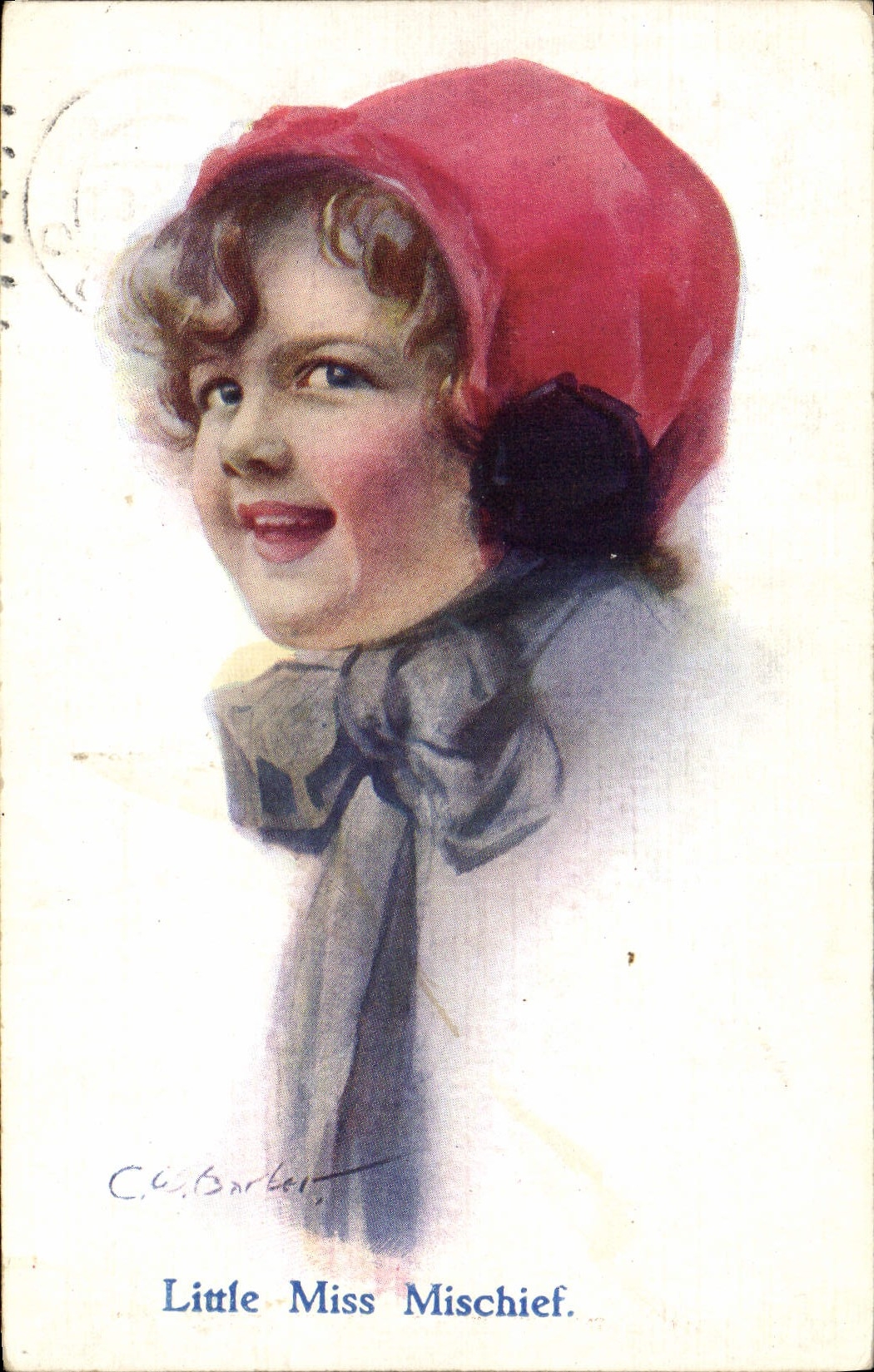 Vintage Postcard Fantasy Illustrator Child Little Mischief Miss