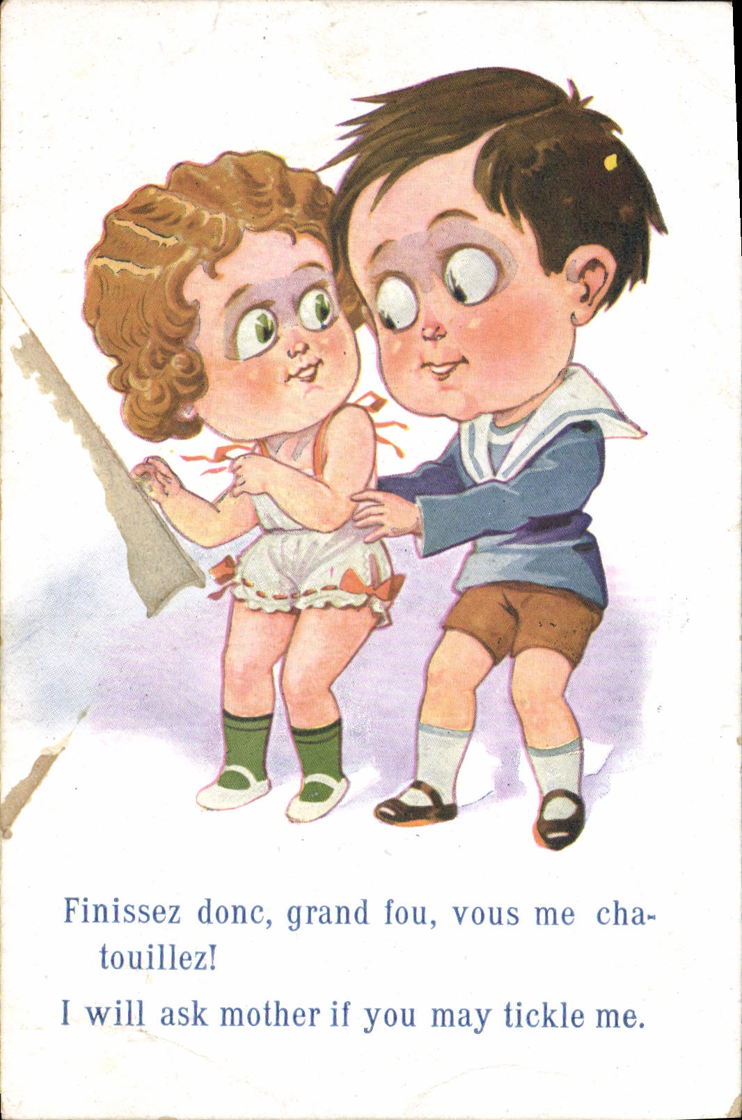 Vintage Postcard Fantaisie Illustrator Children thus Stop