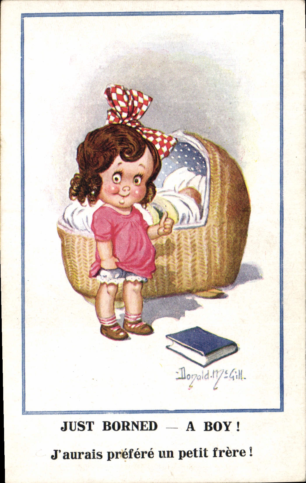 CPA Fantaisie Illustrateur Enfant Just borned Donald Mc Gill