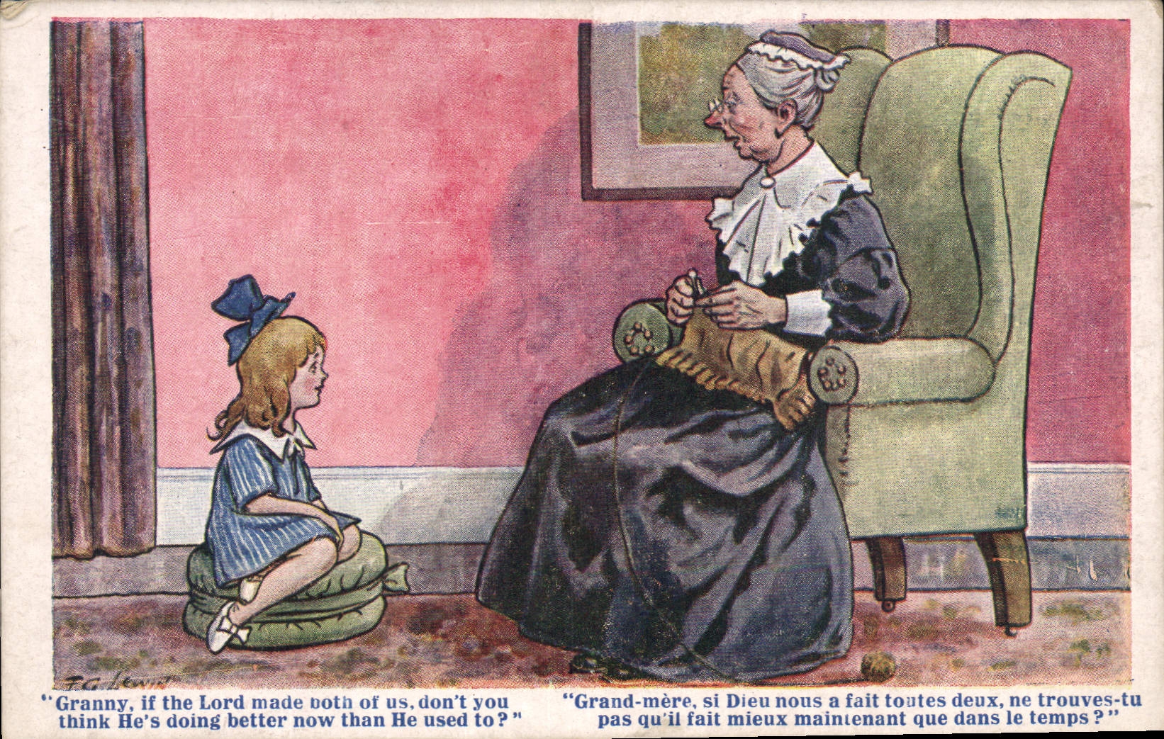 Vintage Postcard Fantasy Illustrator Large Child Mother