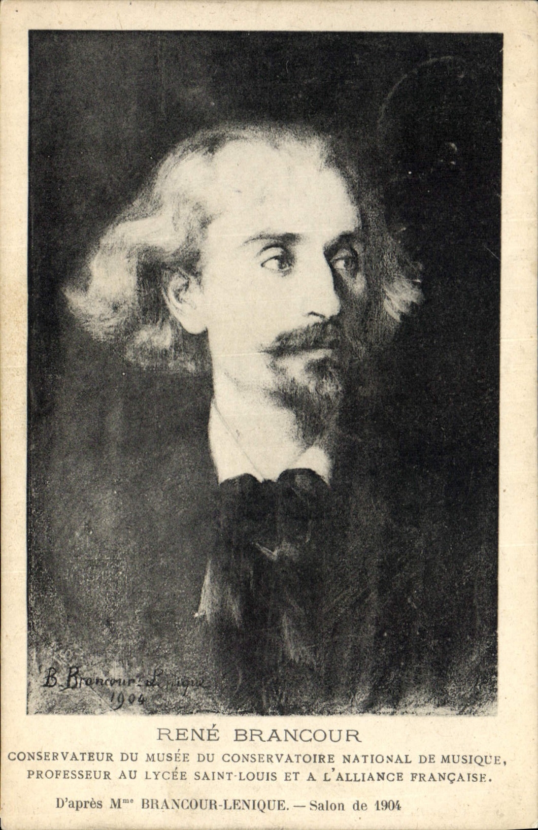 Postal Rene Brancour Conservateur de la Vagada del Conservatorio Nacional de música el Profesor al Colegio Saint Louis y tiene la Alianza Francesa