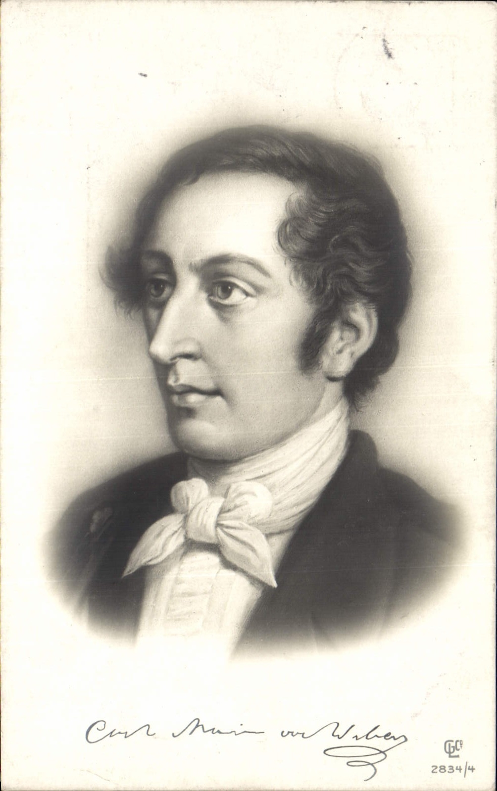 Postal retrato músico que debe definirse