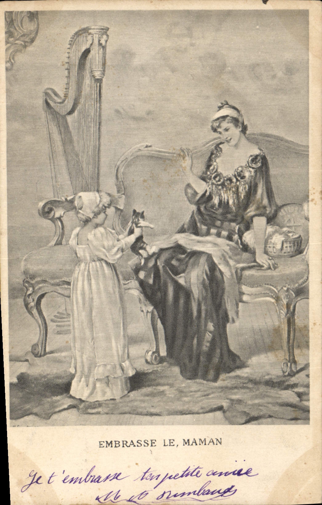 Postal Alzapano la madre Gato Arpa