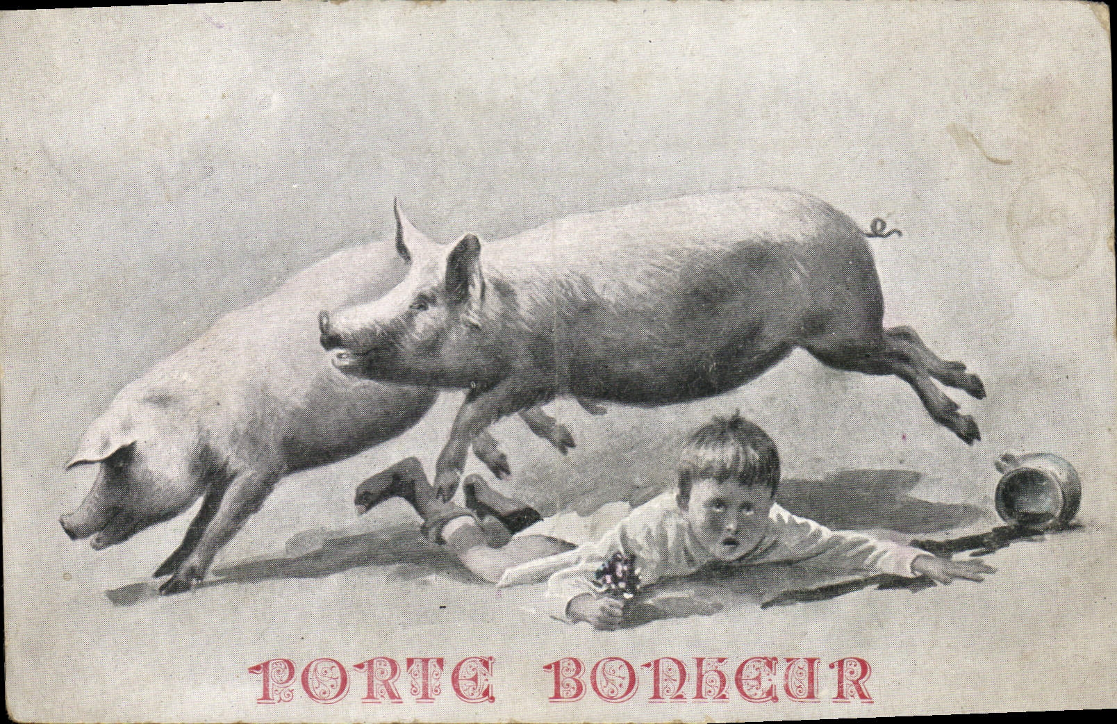 CPA Cochon Porc Enfant 