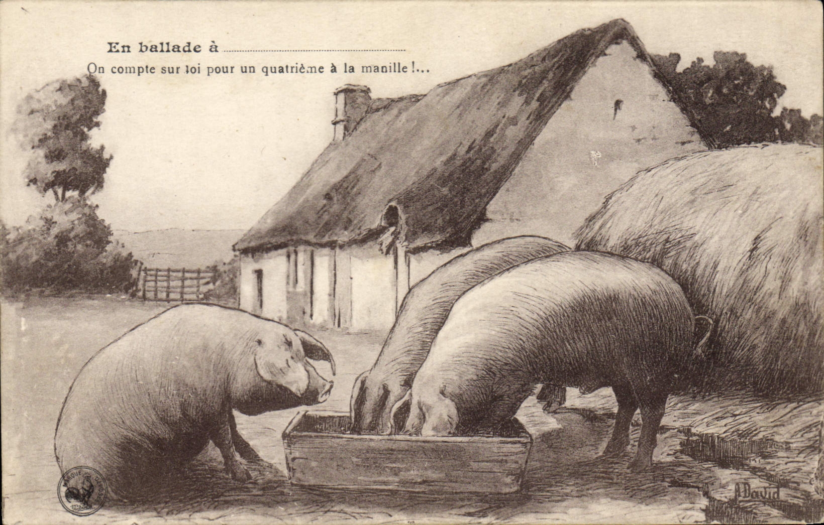 Vintage Postcard Pig Firm Pig Ballade