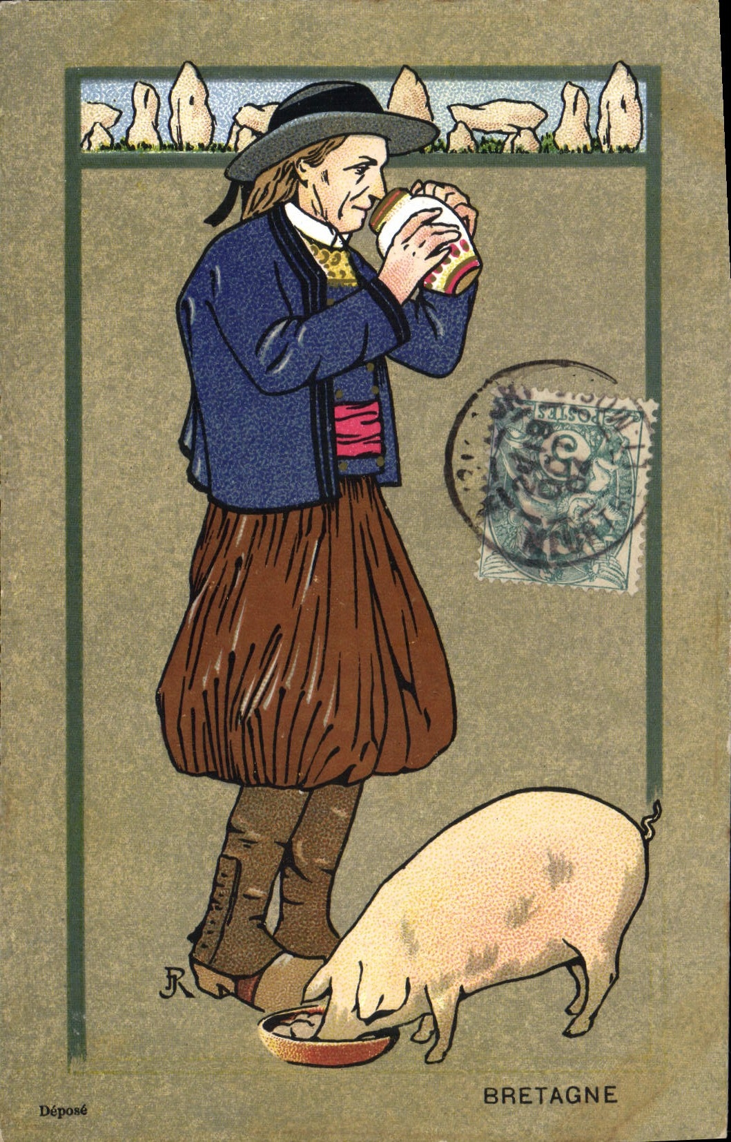 Postal Cerdo Cerdo Bretaña