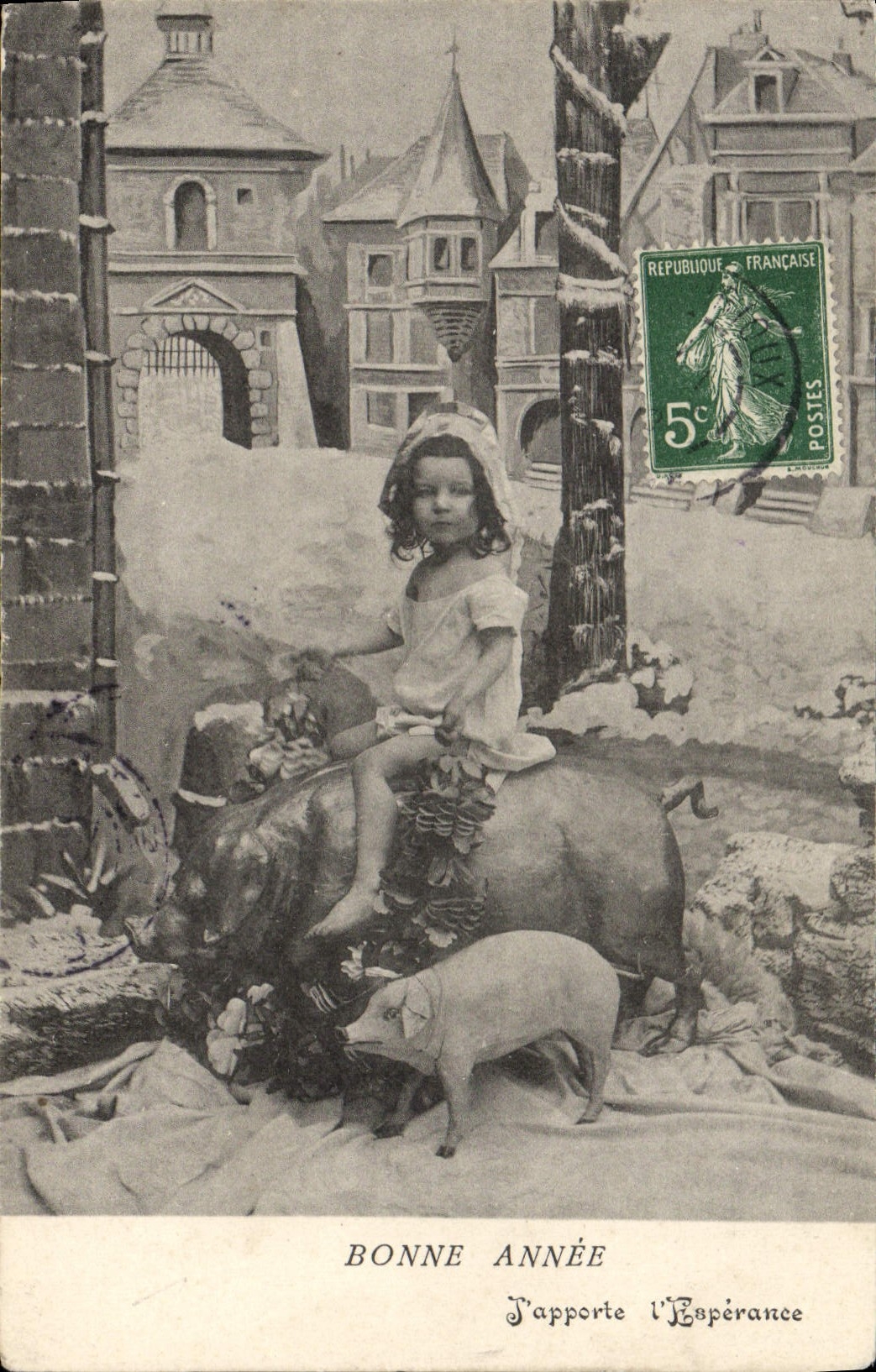 CPA Cochon Porc Enfant 