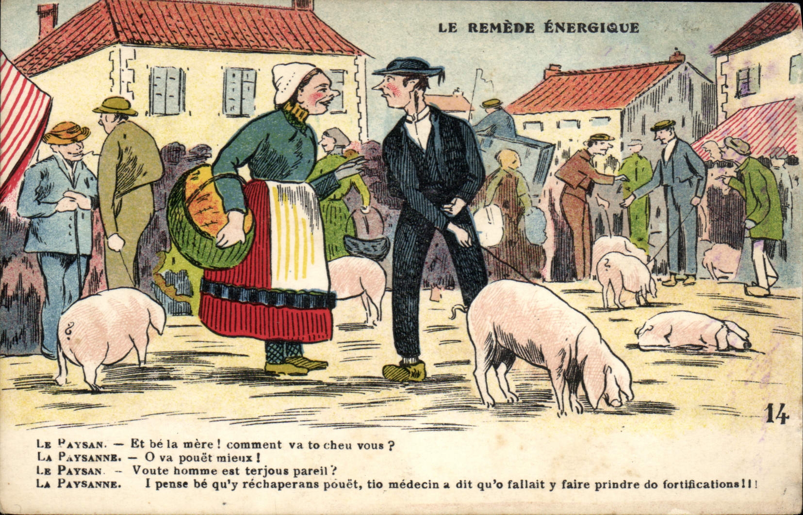 CPA Cochon Porc Le remede energique Paysan Paysanne 