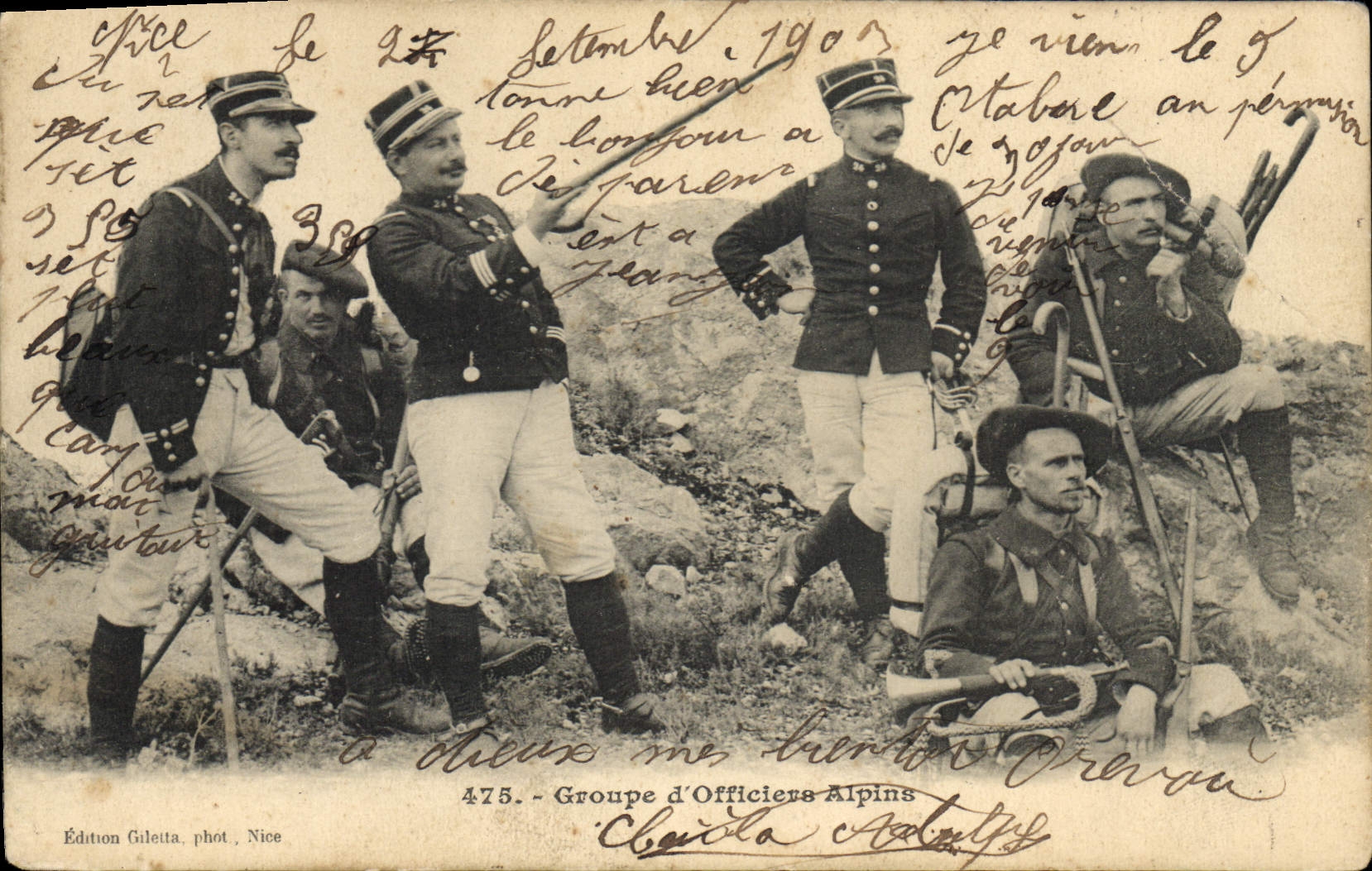 CPA Militaria Chasseurs alpins Groupe d'officiers Alpins 