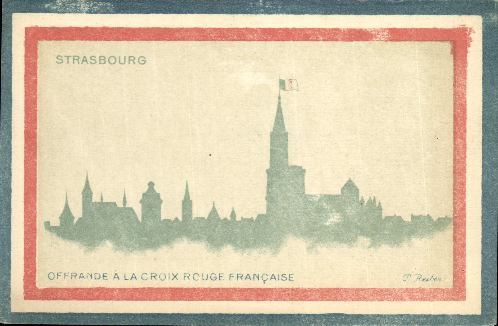 Vintage Postcard Militaria Strasbourg Offrance has the French Red Cross