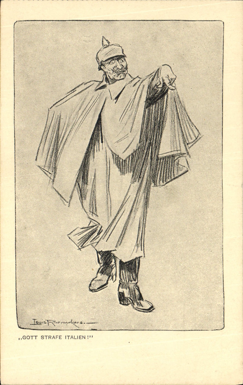 Vintage Postcard Militaria Gott strafe Italian