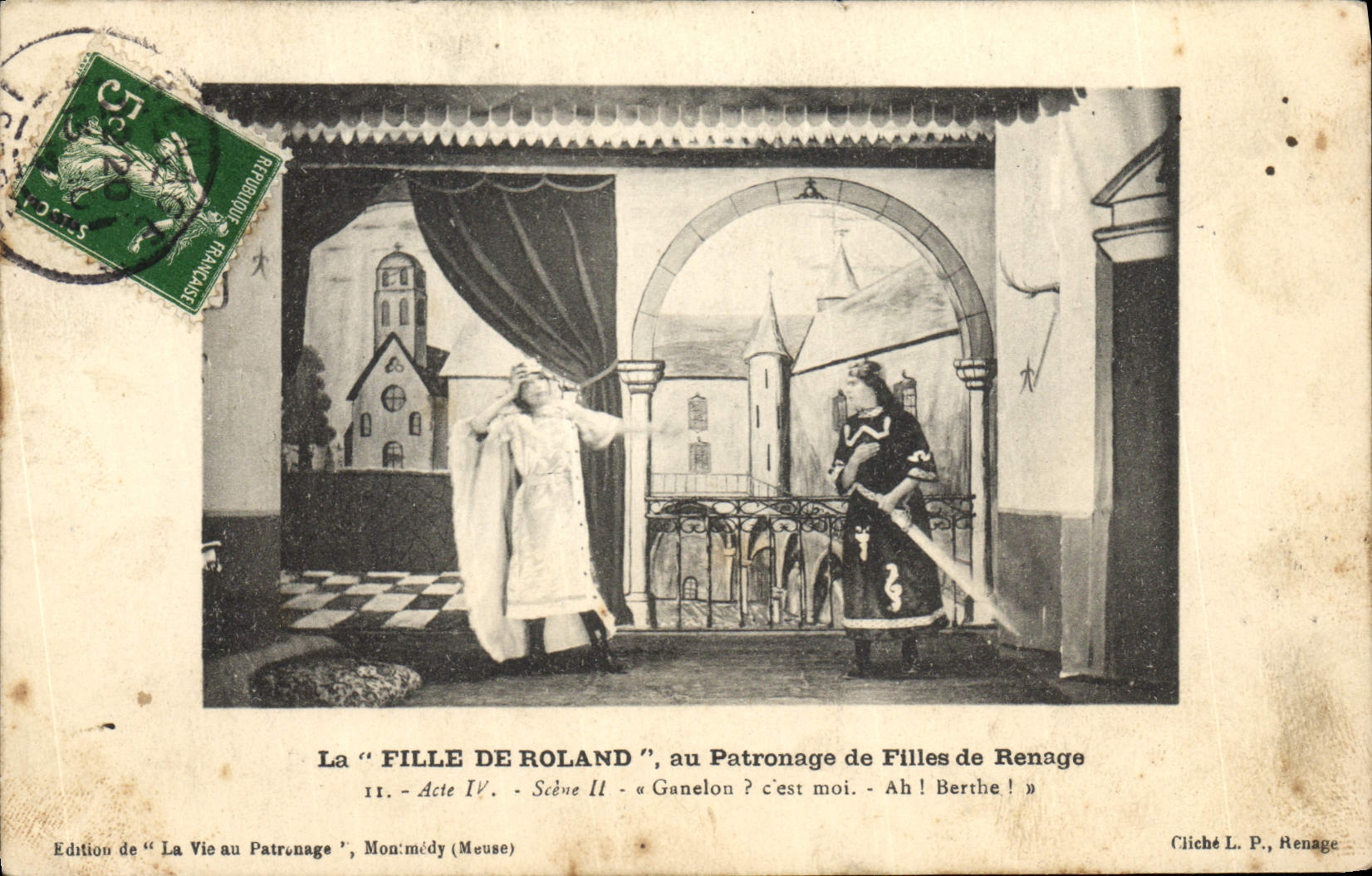 Vintage Postcard Theater the girl of Roland to the patronage of girls of Renage