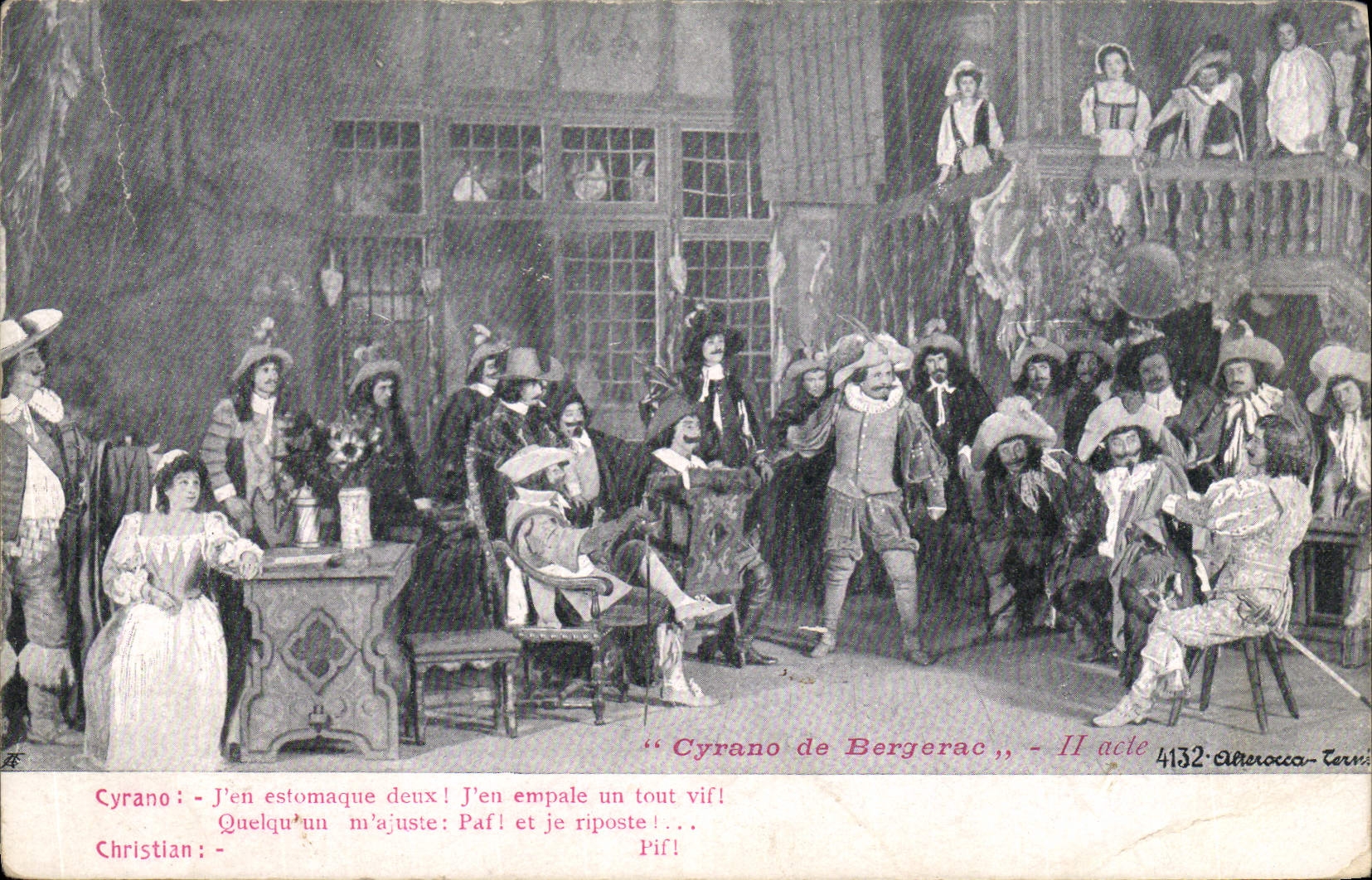 Vintage Postcard Theater Cyrano of Bergerac I stagger two of them!