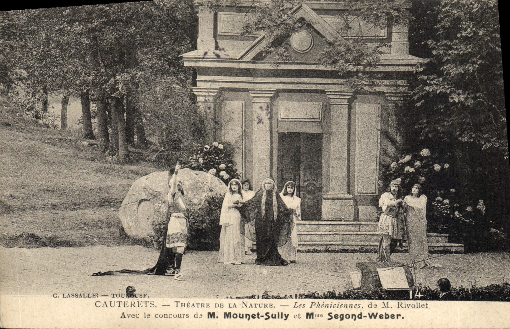 CPA Theatre Cauterets Theatre de la Nature Les Pheniciennes de Rivollet Mounet Sully Segond Weber