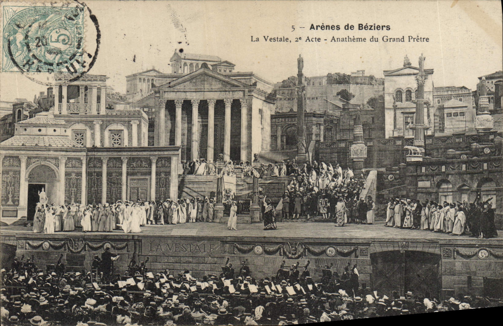 Vintage Postcard Theater Arenas of Beziers the Vestal Anathema of the Large priest