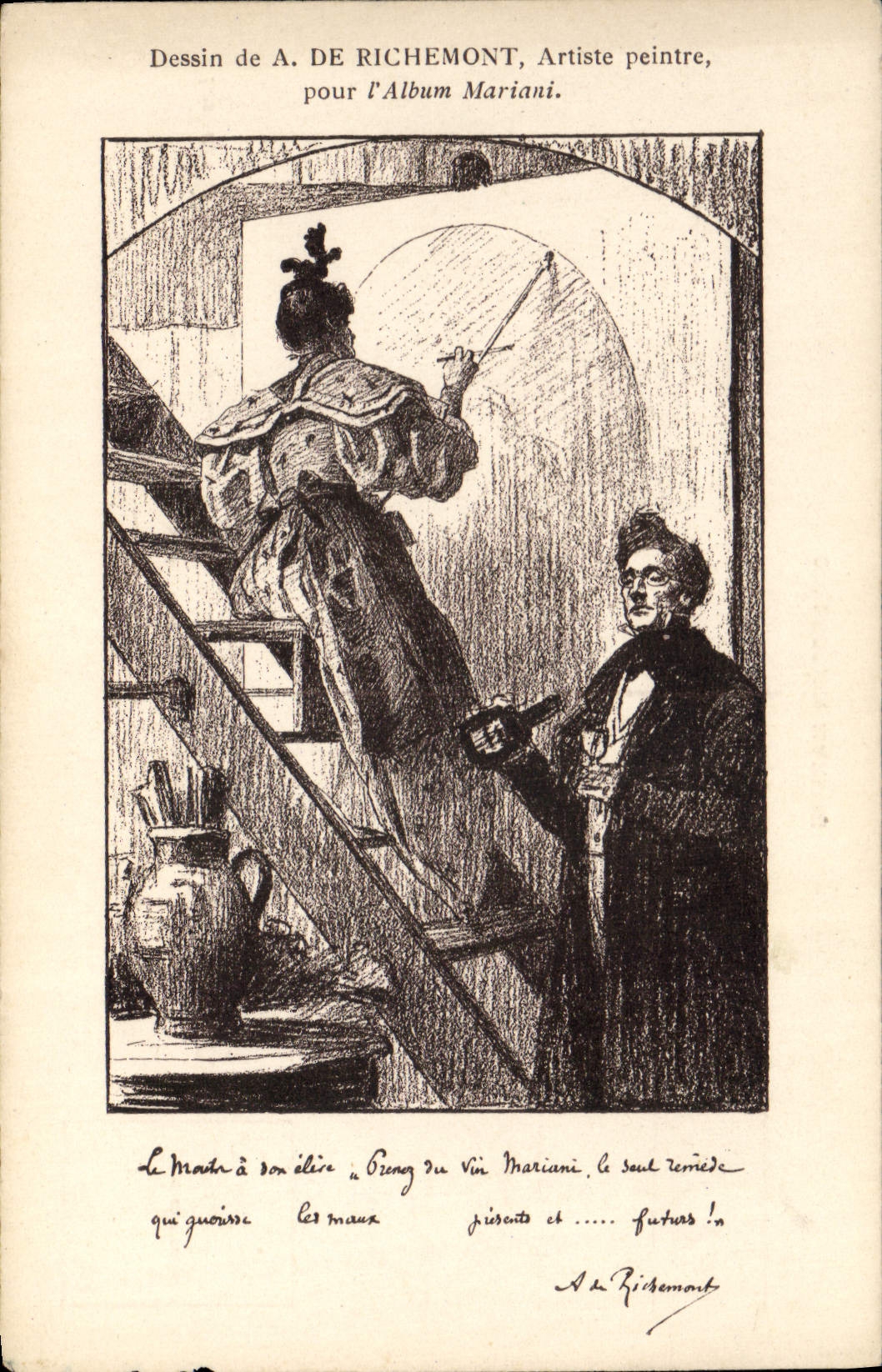 Vintage Postcard Fantaisie Illustrator Mariani Album has of Richemont