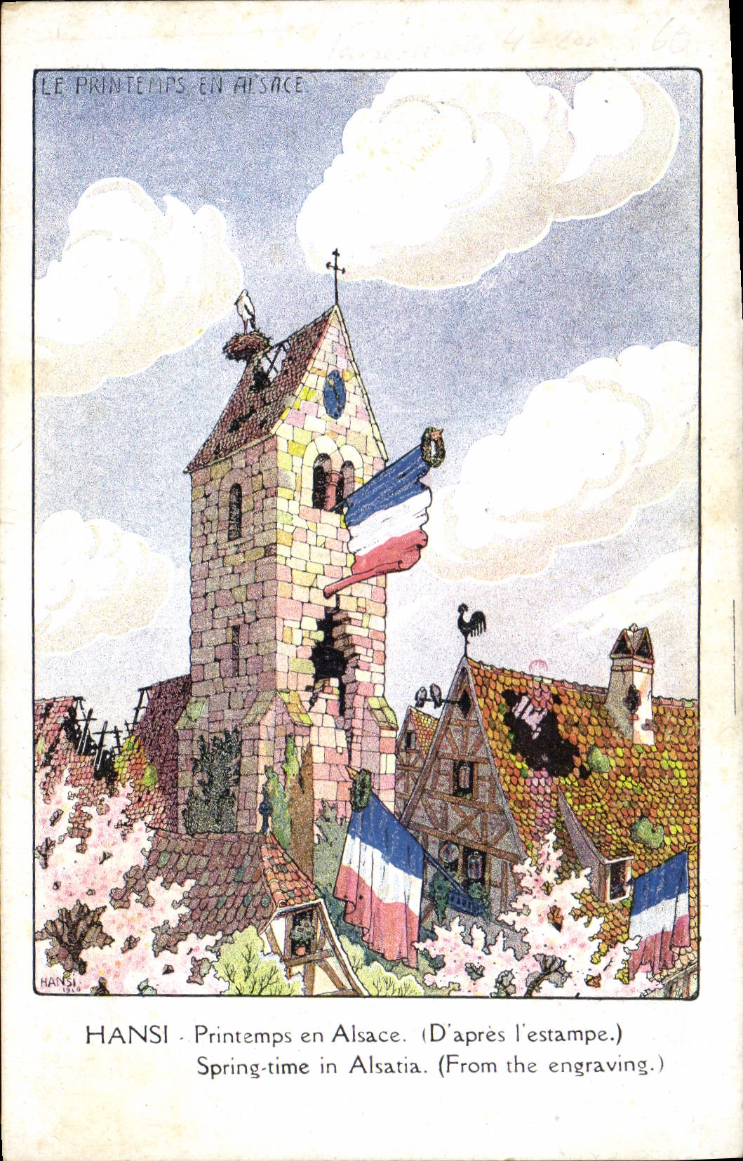 Vintage Postcard Fantasy Illustrator Hansi Spring in Alsace
