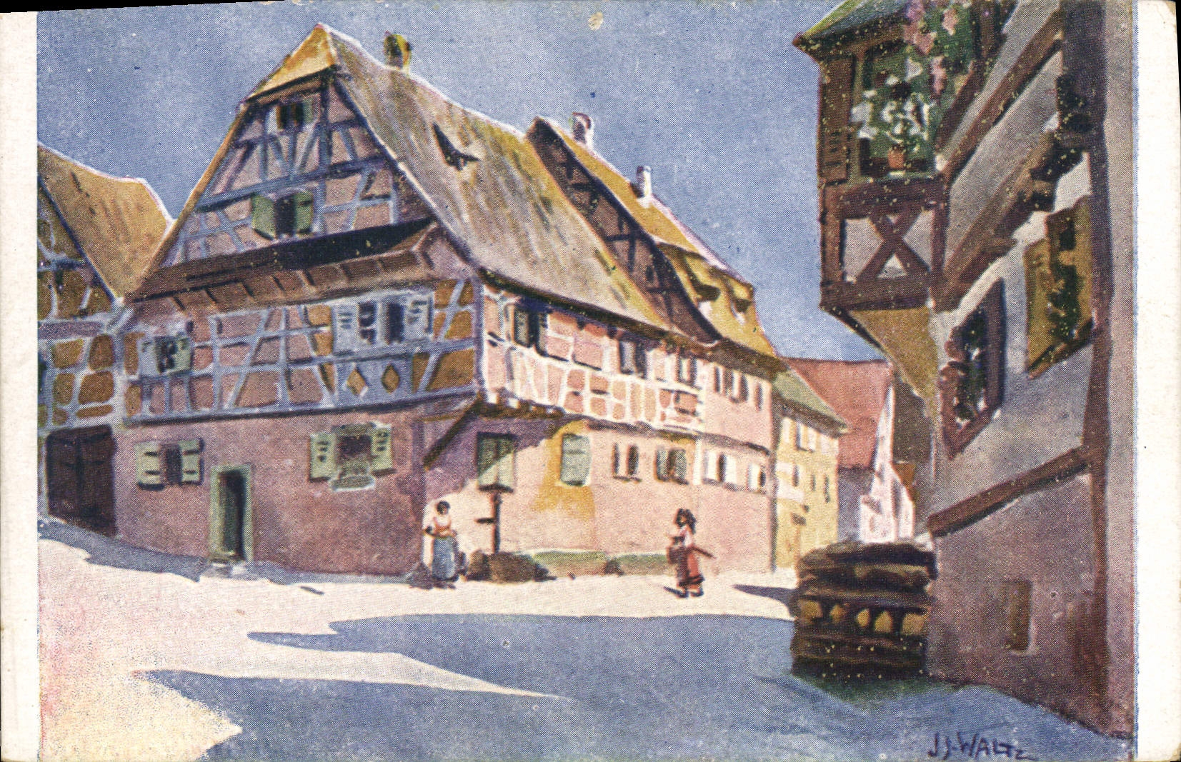 Vintage Postcard Fantasy Illustrator Hansi Alsace Oberbronn