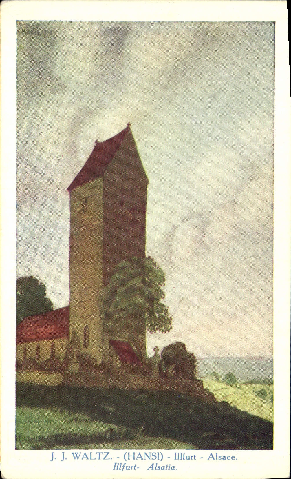 Vintage Postcard Fantasy Illustrator Hansi Alsace Illfurt