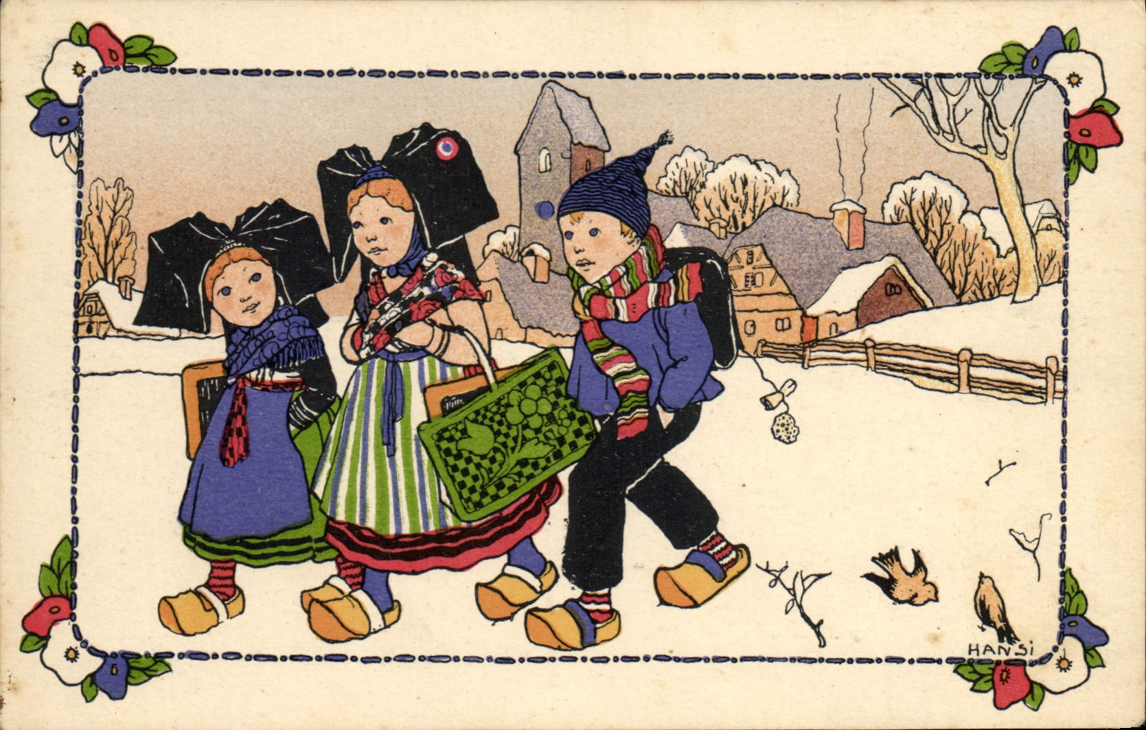 CPA Fantaisie Illustrateur Hansi Alsace Enfants