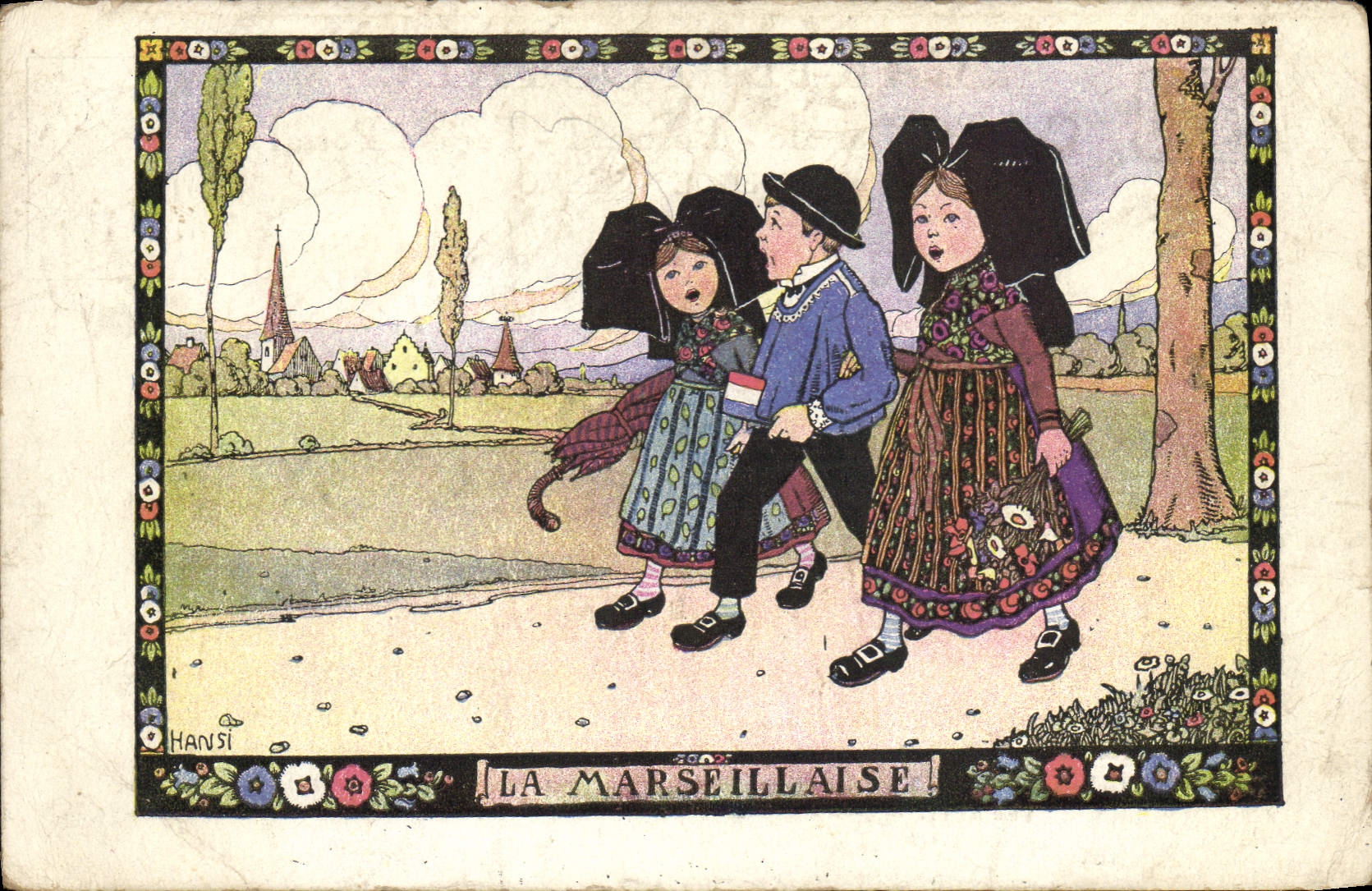 CPA Fantaisie Illustrateur Hansi Alsace La Marseillaise