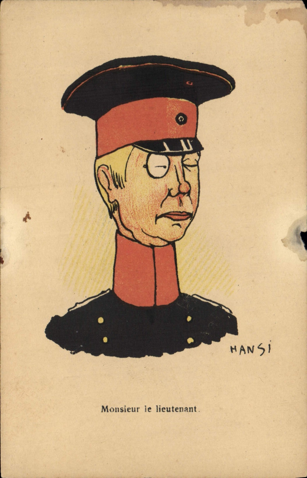 CPA Fantaisie Illustrateur Hansi Alsace Monsieur le lieutenant