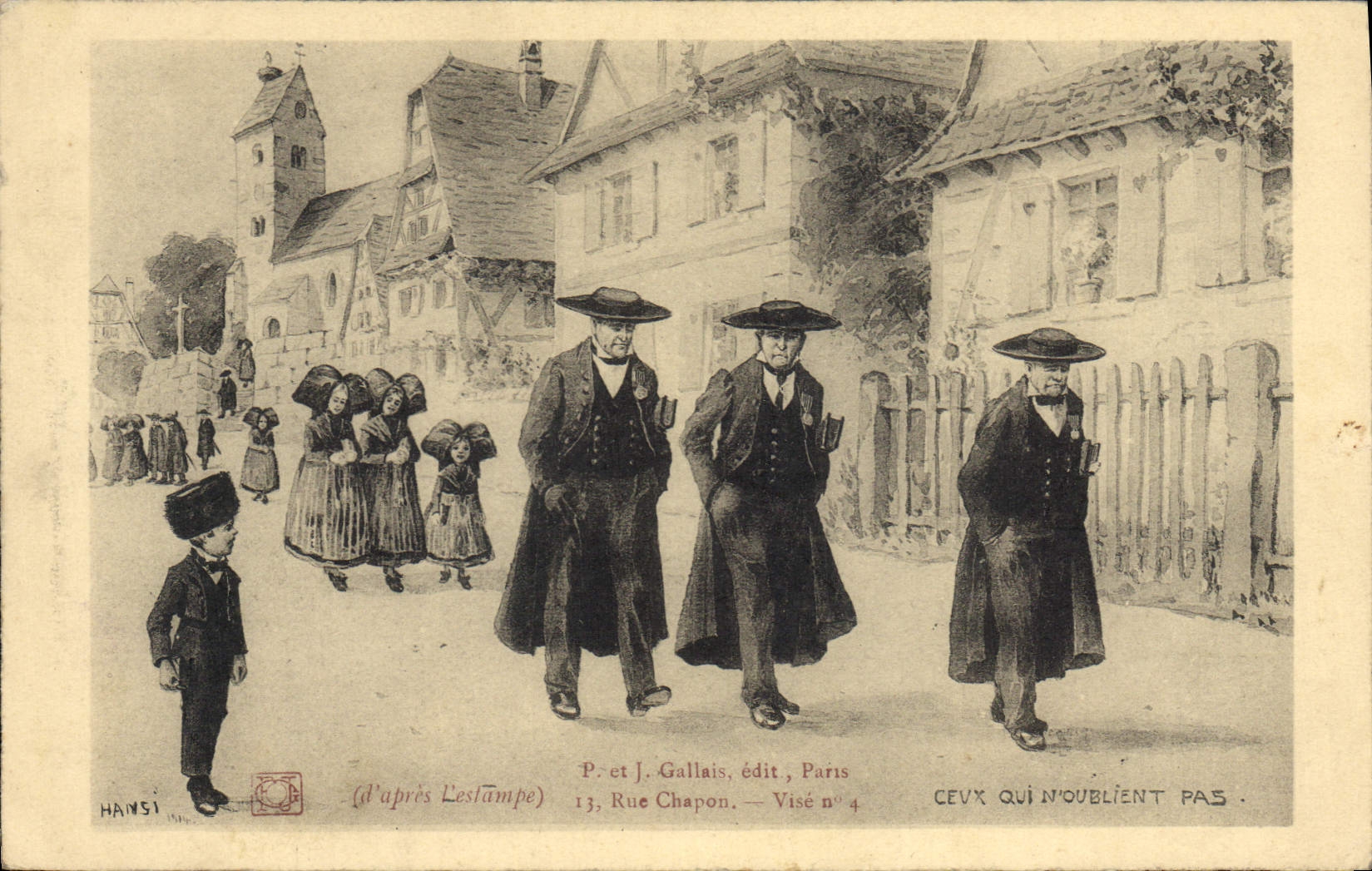 CPA Fantaisie Illustrateur Hansi Alsace Ceux qui n'oublient pas