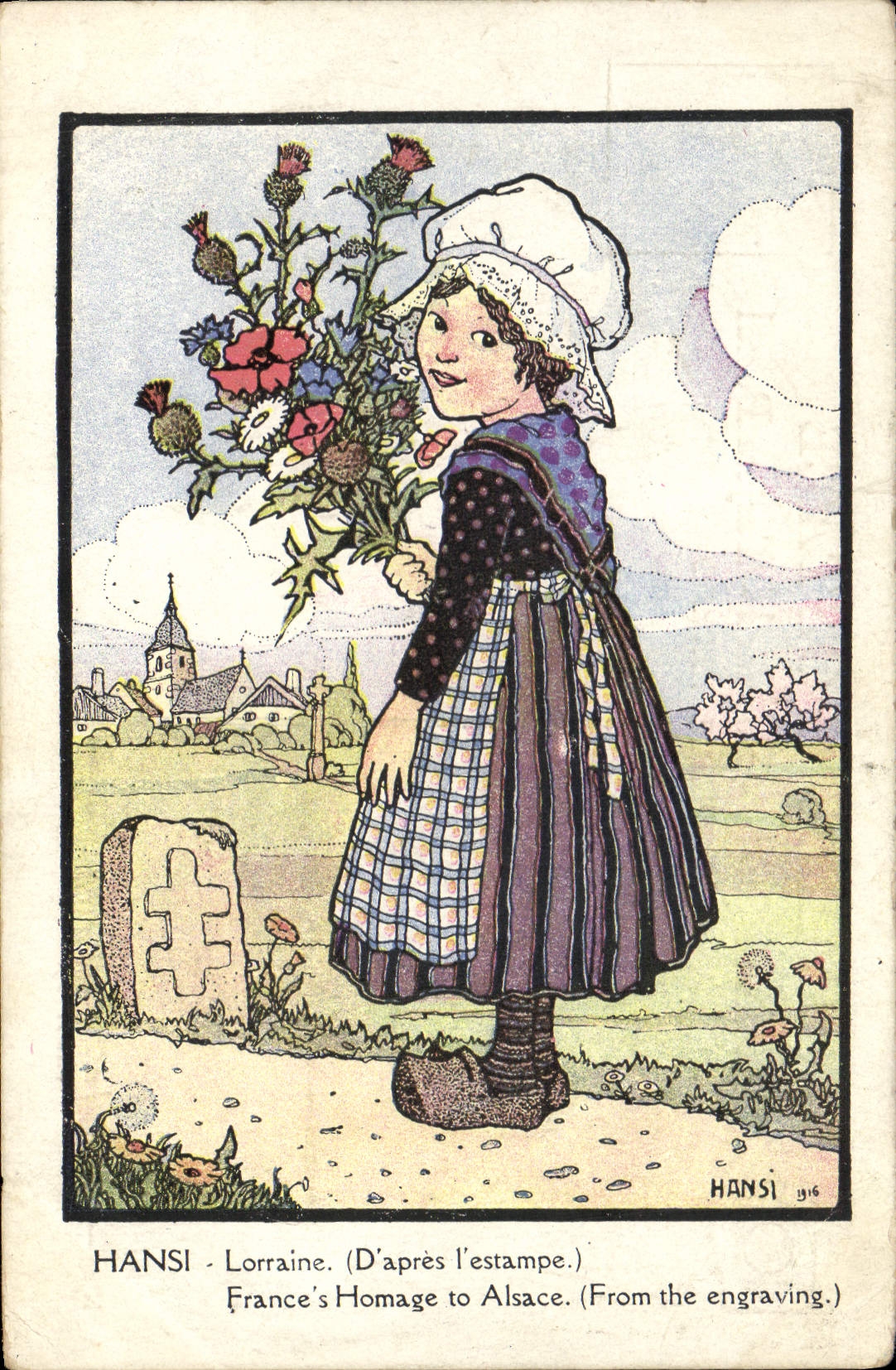 CPA Fantaisie Illustrateur Hansi Alsace Enfant Lorraine